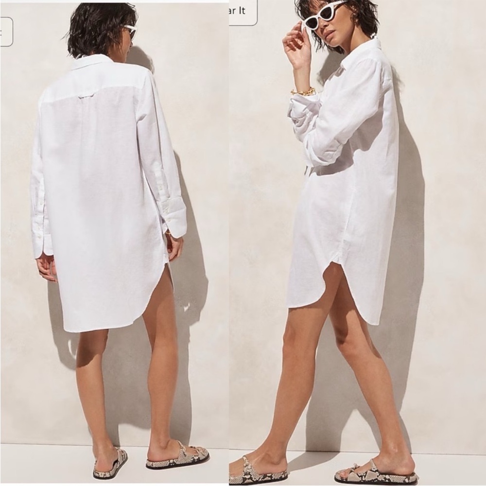 NWOT Jcrew Relaxed-fit beach shirt in linen-cotton blend cover up size small